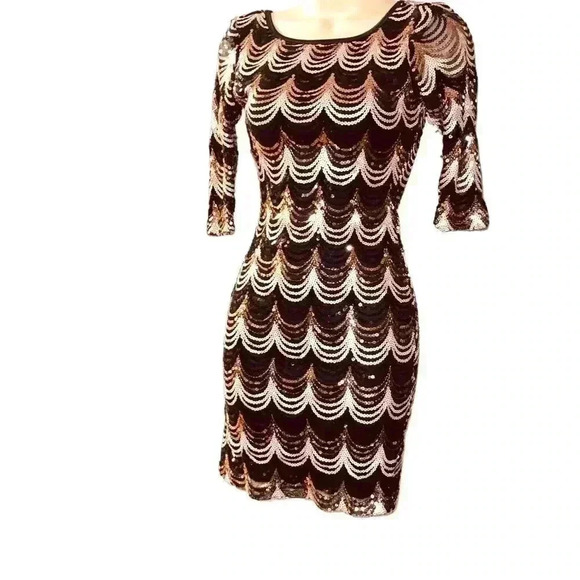 Gold Black & Brinze Sequin Dress- BEAUTIFUL❤️ - Picture 3 of 16